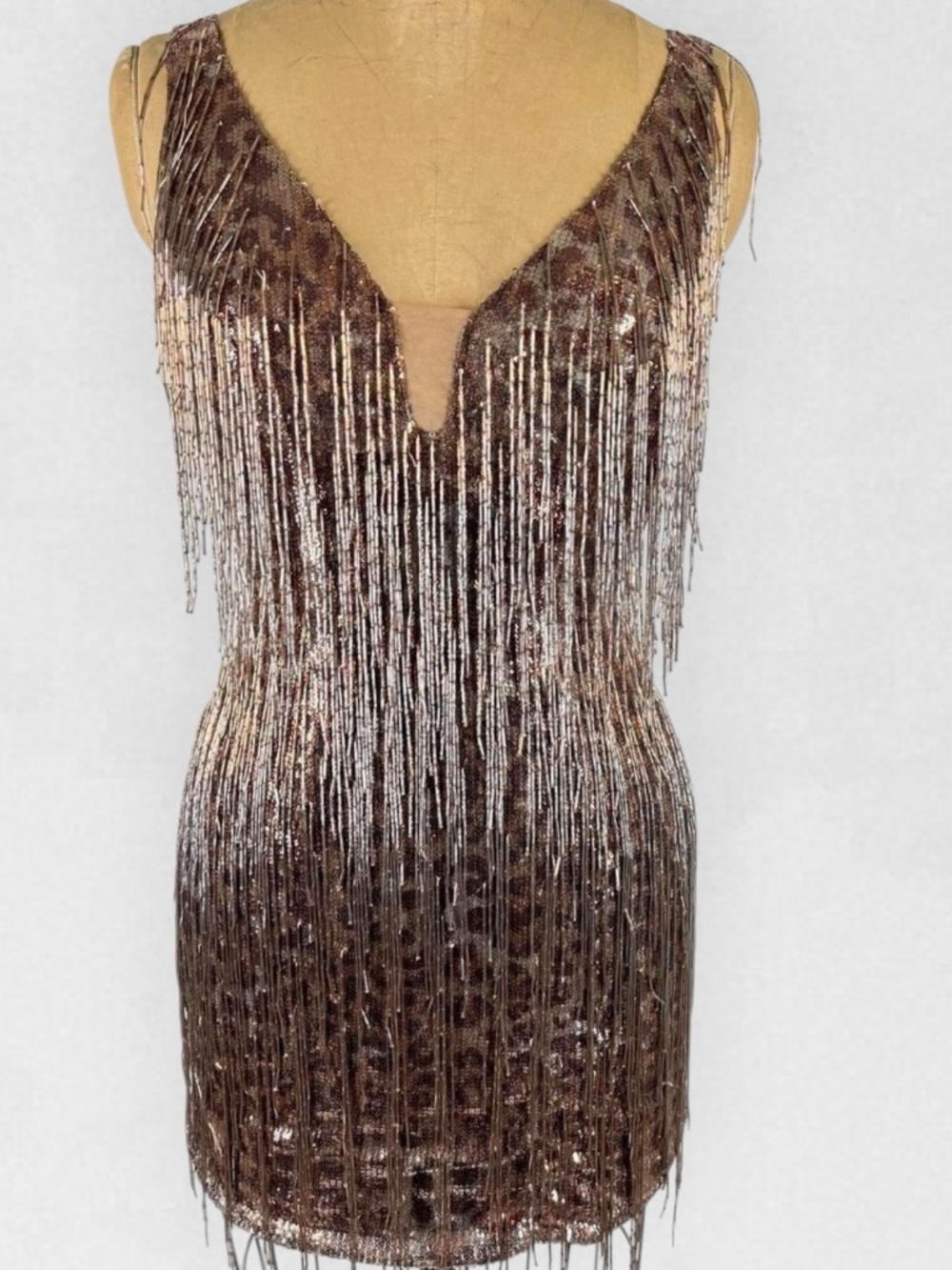 Mandalay designs beaded fringe dress with sequin fringe